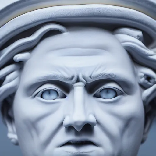 Image similar to a porcelain sculpture of god's face in the style of thomas schutte, lucid dream series, cinematic, hyper - realistic, very detailed, ray tracing, 8 k resolution, long - shot, sharp focus, low angle, 8 5 mm photograph, wide lens