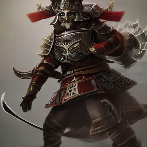 Prompt: shiba inu samurai warrior as a league of legends character, michael maurino, alex flores, paul kwon, cinematic, highly detailed, concept art, 3 d cgi, dramatic lighting, focus, smooth, heroic