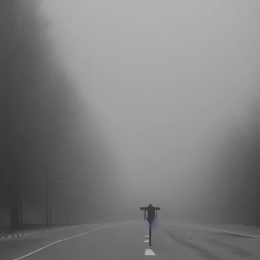 Image similar to empty streets of the void, real photography, black and white, foggy
