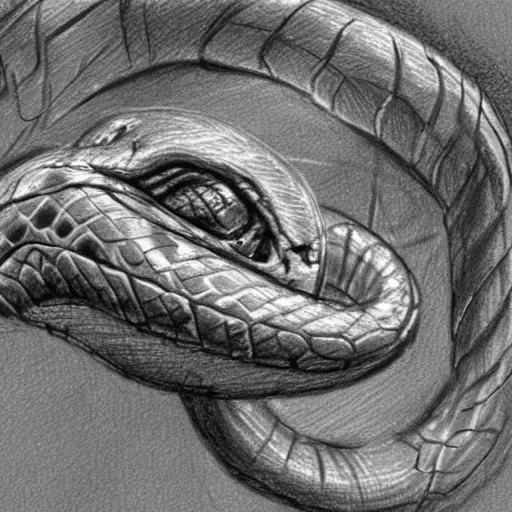Prompt: snake wearing a christmas jumper pencil sketch highly detailed, smooth, sharp focus