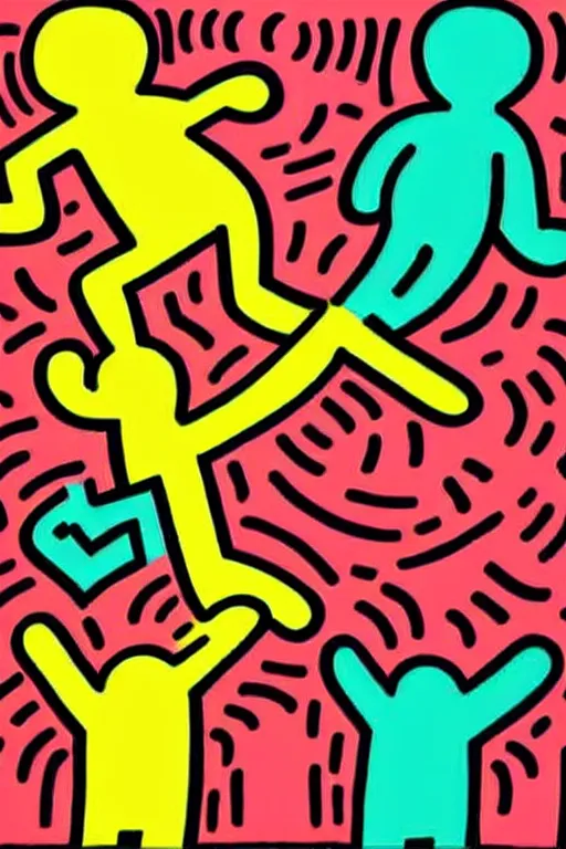 Prompt: colorful illustration of love by keith haring, artistic, eclectic, highly detailed, digital painting, concept art, smooth, sharp focus, illustration, art by keith haring