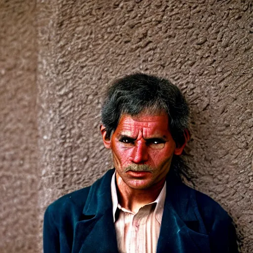 Image similar to closeup portrait of a man unhappy with a million dollar cheque, by Steve McCurry and David Lazar, natural light, detailed face, CANON Eos C300, ƒ1.8, 35mm, 8K, medium-format print