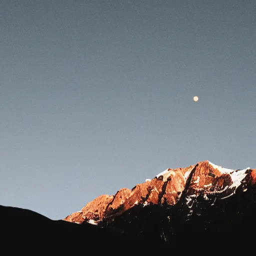 Image similar to a black dot in the sky stretching out a mountain, dark lighting, landscape