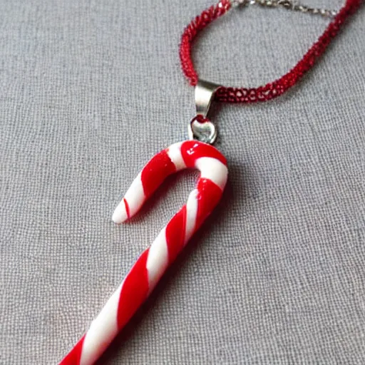 Image similar to candy cane necklace, photorealistic, beautiful, recursive