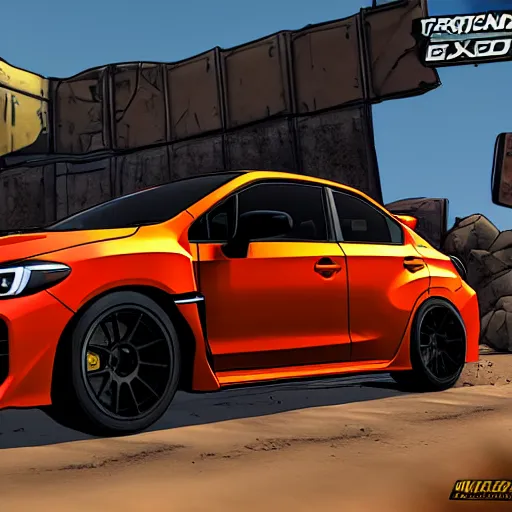 Image similar to a 2 0 1 9 wrx in the style of borderlands