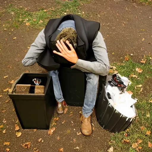 Prompt: the headless horseman finds his head in the lost and found bin