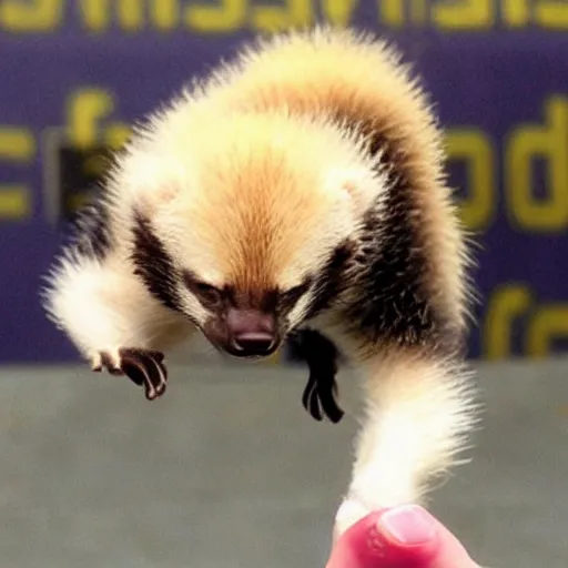 Image similar to honey badger flipping off the camera