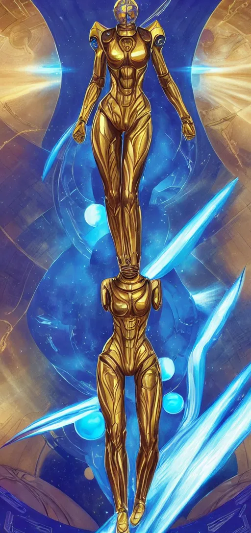 Prompt: perfectly detailed samus aran tarot card!! blessed by sci fi space with ever - increasing physical mental perfection, symmetrical! intricate, tight blue spandex full body suit, sensual features, highly detailed, biblical divine holy perfection!! digital painting, artstation, concept art, smooth, sharp focus, illustration, art by artgerm and greg rutkowski and alphonse mucha