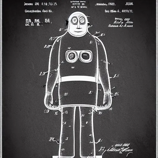 Image similar to patent drawing of the body of gru. despicable me.