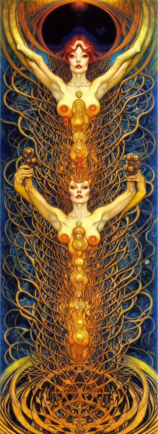 Image similar to Divine Chaos Engine by Karol Bak, Jean Delville, William Blake, Gustav Klimt, and Vincent Van Gogh, symbolist, visionary