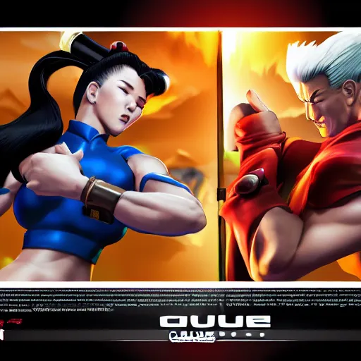 Image similar to Guile Vs Chun-Li, artstation, 4k