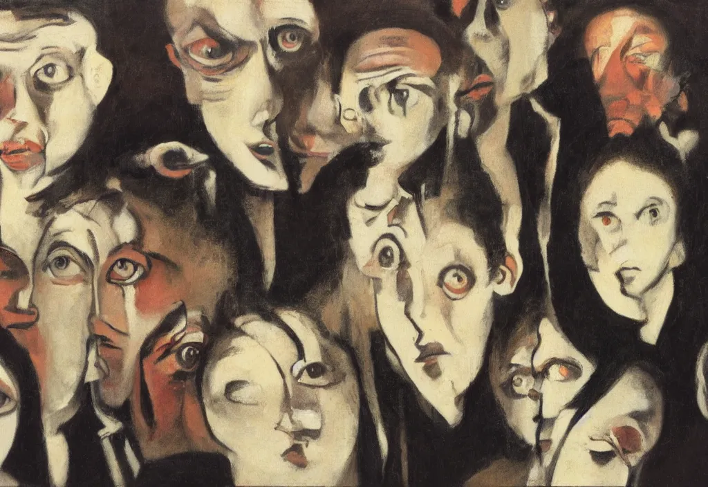 Image similar to group of people pictured in afternoon light, close - up of the faces, surrealist oil painting by francis bacon, dora maar and malcolm liepke, detailed