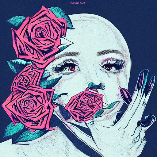 Image similar to “Rose, dotart, album art in the style of James Jean”