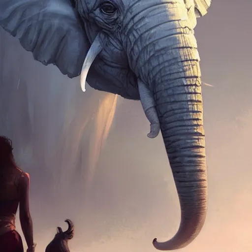 Image similar to 🐘, Greg rutkowski, Trending artstation, cinematográfica, digital Art