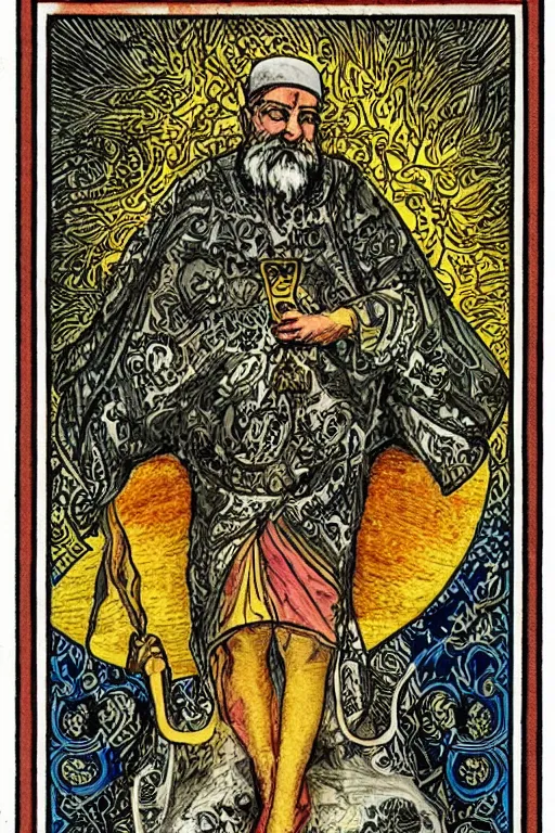 Image similar to an ornate and intricately designed tarot card of Edmund Husserl