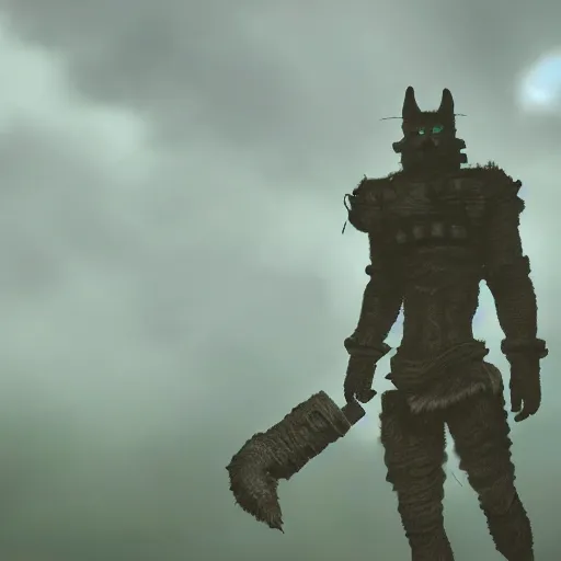 Image similar to cat by shadow of the colossus style