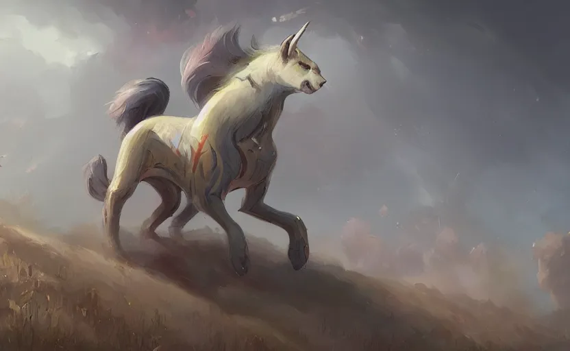 Image similar to A painting of a unicat trending on artstation in the style of Greg Rutkowski