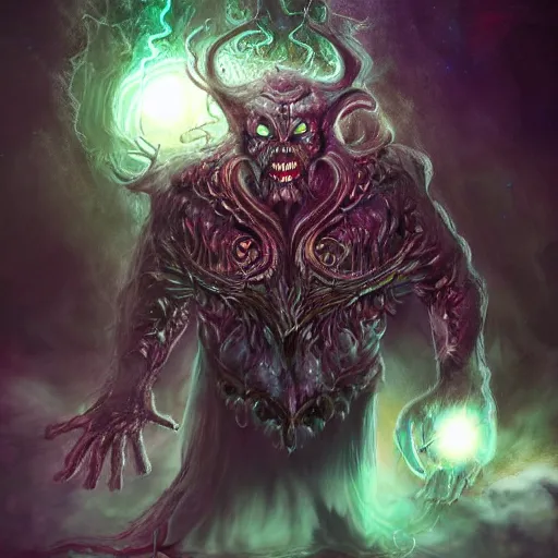 Image similar to Edritch , a cosmic monster god of madness , realistic gothic , digital art , in a distant universe