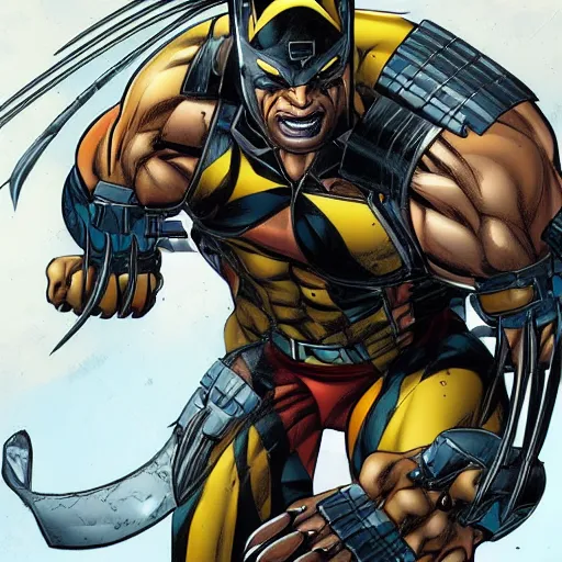 Image similar to wolverine cyborg, highly detailed comic book art