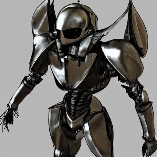 Prompt: A humanoid mosquito, reminiscent of a winged medieval knight armor. Metal gear solid style.