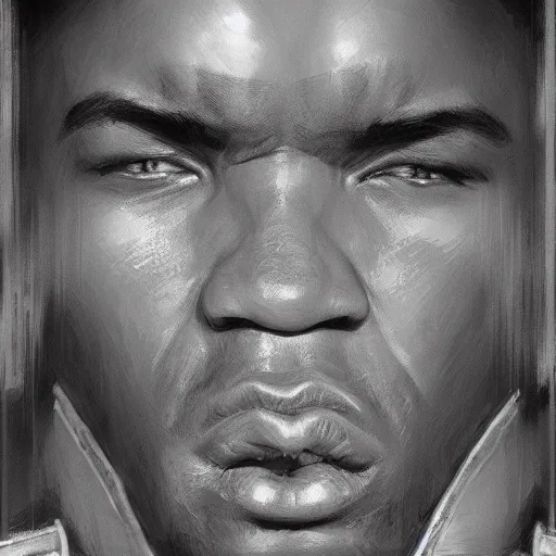 Image similar to Mohammed Ali as a soldier, closeup character art by Donato Giancola, Craig Mullins, digital art, trending on artstation