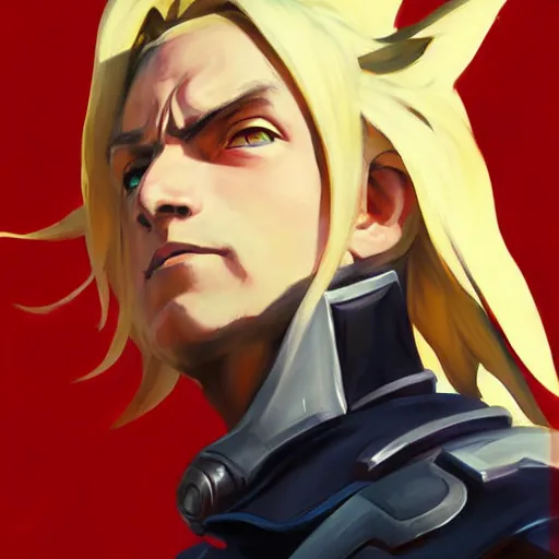 Image similar to greg manchess portrait painting of edward elric as overwatch character, medium shot, asymmetrical, profile picture, organic painting, sunny day, matte painting, bold shapes, hard edges, street art, trending on artstation, by huang guangjian and gil elvgren and sachin teng