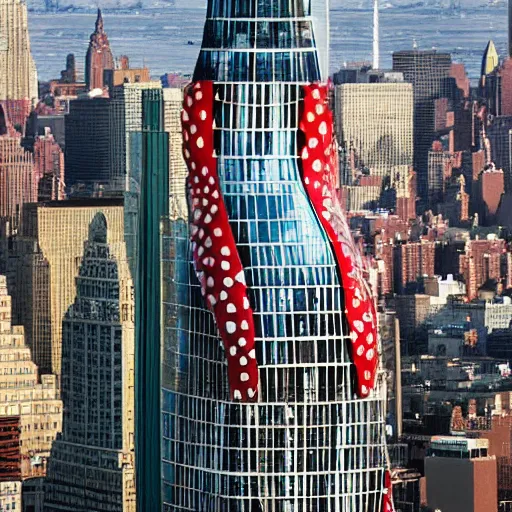 Prompt: building shaped like an amanita muscaria in the New York skyline