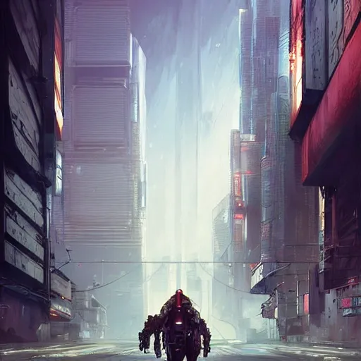 Image similar to entrance to a cyberpunk city, megastructures, complimentary contrast, dramatic lighting, gorgeous view, depth, painted by stanley lau, painted by greg rutkowski, painted by stanley artgerm, digital art, trending on artstation