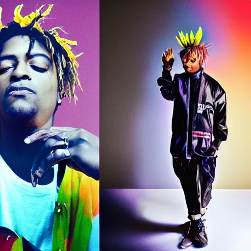 Prompt: neil finn cosplaying as juice wrld