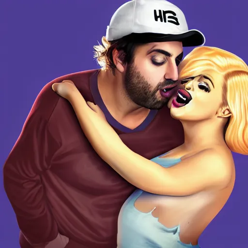 Image similar to trisha paytas eating ethan klein, h3h3, digital art, 4k