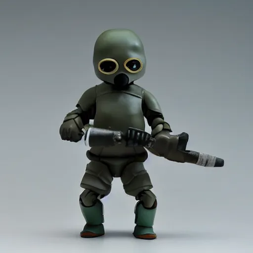 Image similar to cute pvc figure of a masked grunt of a dystopian scifi regime