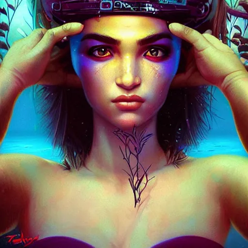 Prompt: lofi underwater amazonian portrait, Pixar style, by Tristan Eaton Stanley Artgerm and Tom Bagshaw.