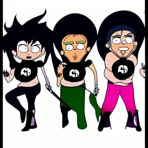 Prompt: the band ghost in the style of the powerpuff girls