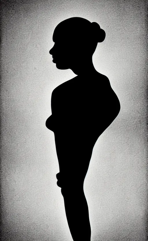 Image similar to black and white silhouette drawing of a person, white background