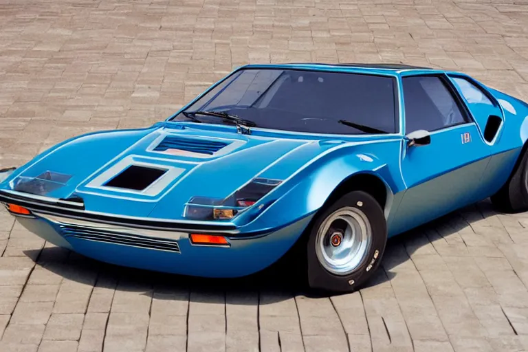 Image similar to designed by Giorgetto Giugiaro stylized poser of a single 1972 Citroen AMC AMX/3 BMW M1, cinematic Eastman 5384 film