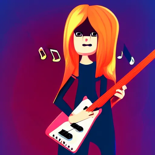 Image similar to a 2 d guitarist character design, vector art, digital art, portrait, 4 k, 8 k, sharp focus, smooth, illustration, concept art