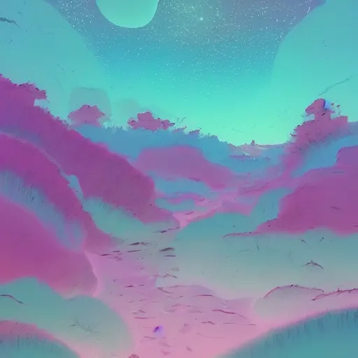 Image similar to this beautiful world is not entirely real, pastel colour palette, artistic, detailed, rough, beautiful digital artwork by artist Lurid (2022)
