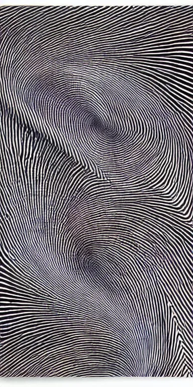 Prompt: cosmic folding in spacetime by bridget riley