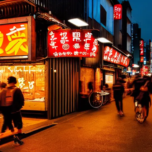 Image similar to a street ramen shop in japan, at night, cinematic dramatic lighting, light comes from billboards, moody atmosphere, very aesthetic, in the style of edward hopper, 4 k,