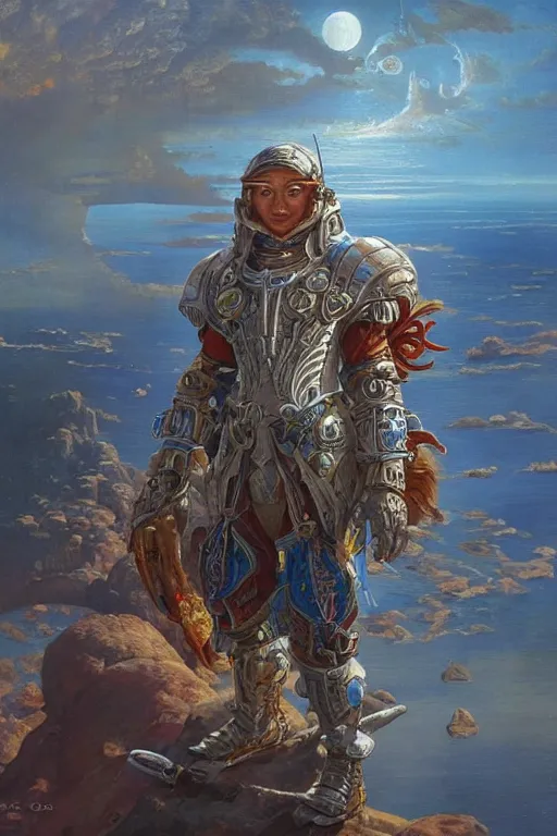 Image similar to yeenoghu privateer of the reach, painted by james c. christensen and robert mccall, trending on artstation, soft illumination microscopic view abstract illusionism, in the silver hour, bokeh, trending on instagram, avant - garde