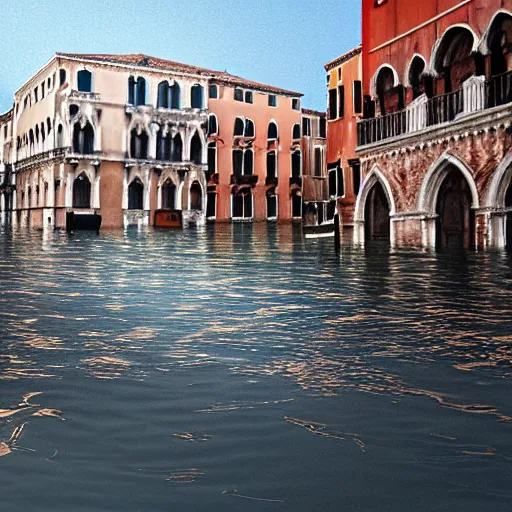 Prompt: A realistic photo of flooded Venice