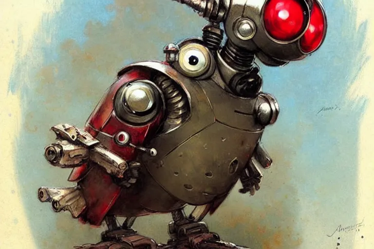 Image similar to adventurer ( ( ( ( ( 1 9 5 0 s retro future robot android owl. muted colors. ) ) ) ) ) by jean baptiste monge!!!!!!!!!!!!!!!!!!!!!!!!! chrome red