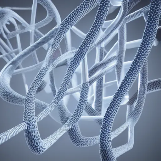 Image similar to medical model of DNA helix, blue and grey, studio light, octane render, soft filter