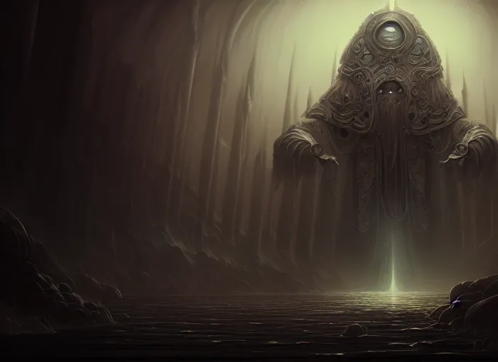 Prompt: the unseen god that shall not be named, illustration, high quality, details, intricate, atmosphere, highly detailed, cinematic, digital painting, deviantart, cinematic, concept art