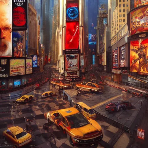 Prompt: epic portrait of time square, detailed, digital painting, artstation, concept art, donato giancola, joseph christian leyendecker, wlop, boris vallejo, breathtaking, high details, extremely detailed, establishing shot, artistic, hyper realistic, octane render