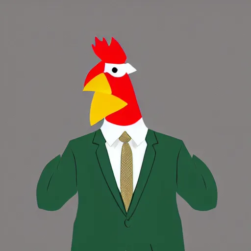 Image similar to a high quality photo of a chicken wearing a suit, Romanticism, 8k