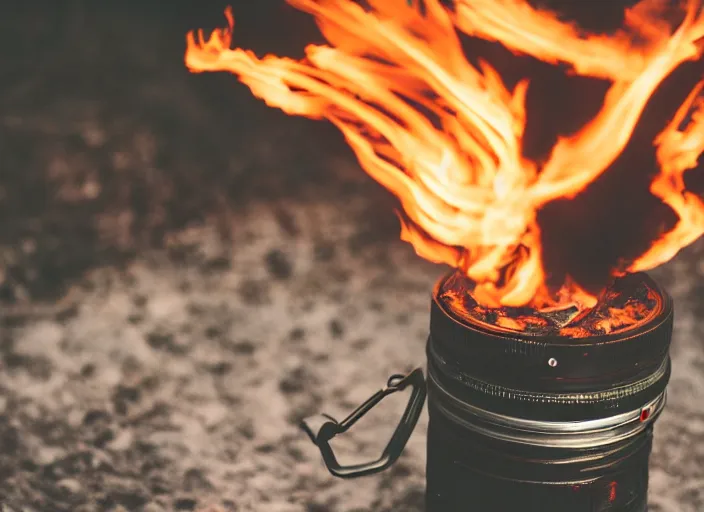 Prompt: dslr photo still of a jar filled with fire, 8 5 mm f 1. 8