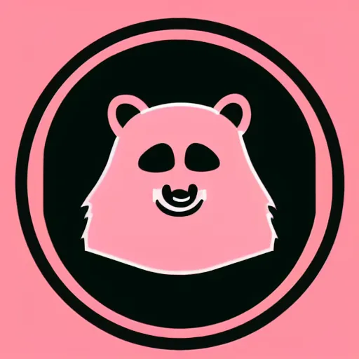 Image similar to a cute pink fluffy vector podcast logo of a streaming bear, golden ratio, iconic, award winning, line art, bold, playful