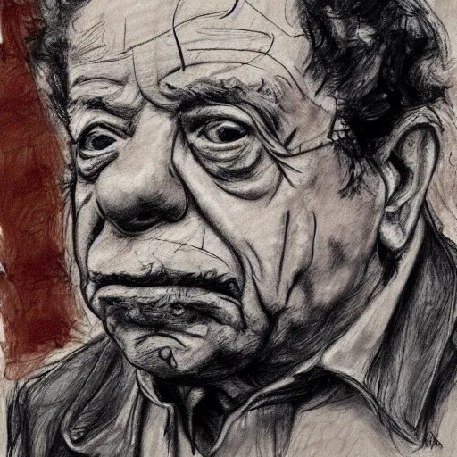 Prompt: a realistic yet scraggly portrait sketch of the side profile of a stern and sophisticated jerry stiller, trending on artstation, intricate details, in the style of frank auerbach, in the style of sergio aragones, in the style of martin ansin, in the style of david aja, in the style of mattias adolfsson