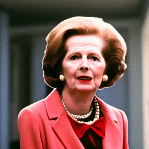 Prompt: A movie still of Margaret Thatcher in The Shining